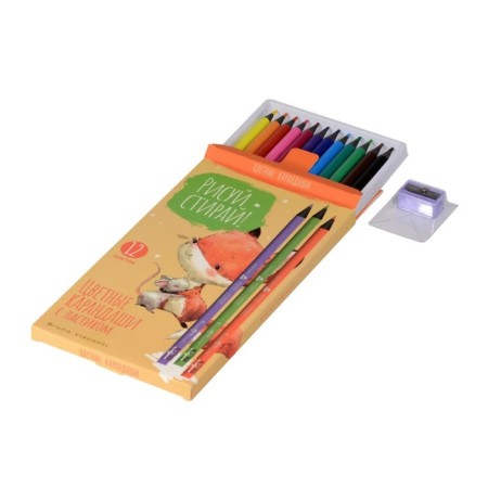 Pencils 12 colors BrunovisConti draw and wash, plastic with an eraser and a sharpener, mix-1