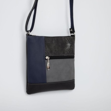 Cross-Bodi El Masta with a zipper, 2 outer pockets, a long belt, black/blue color