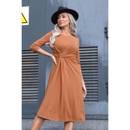 Female dress, size 50, mustard color-9