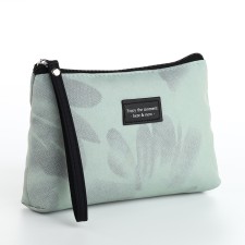 Cosmetic bag simple flower, 19*3*13, lightning departure, lining, green