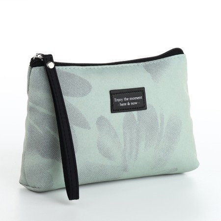 Cosmetic bag simple flower, 19*3*13, lightning departure, lining, green