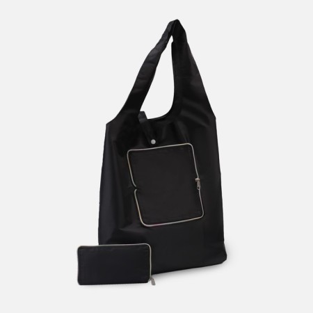Permanent bag on the button, folding, black color