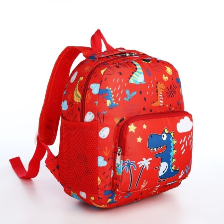 Baby backpack on lightning, 3 outer pockets, red color-2