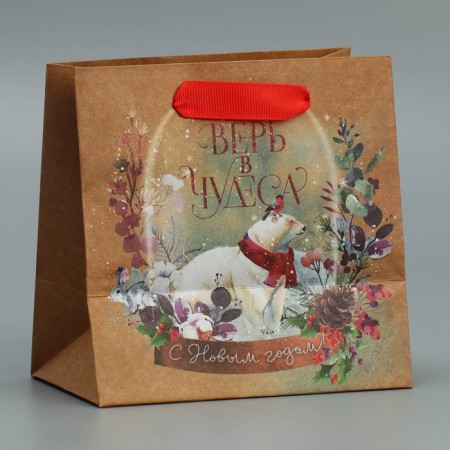 Craft square “Believe in miracles”, 14 x 14 x 9 cm, New Year-3