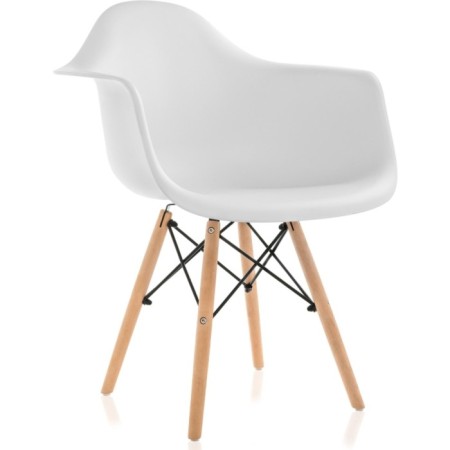 Plastic stool Ron Massive Buk/Metal/Plastic, Natural/White 62x64x81.5 cm