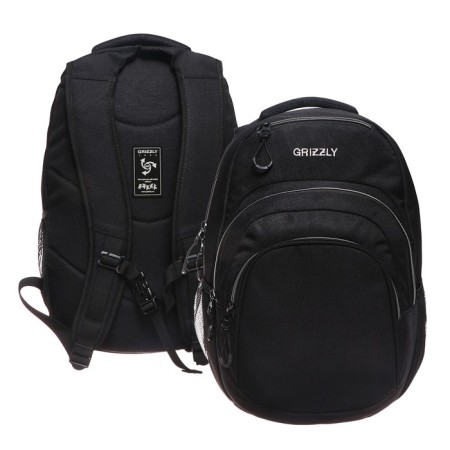 Youth backpack 48 x 33 x 21 cm, Grizzly, ergonomic back, laptop department, black/gray