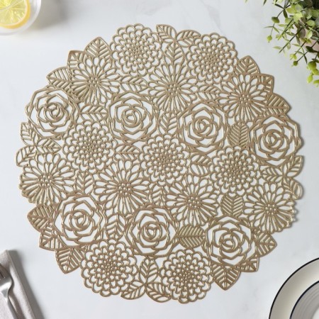 Set of serving napkins on the table “Rose”, 4 pcs, d = 38 cm, gold color