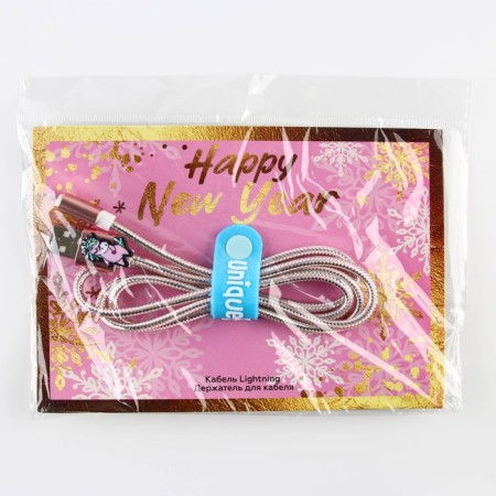 Set of wire holder + Cable for Apple (Lightning) “Happy New Year”, 1a, 1m-7