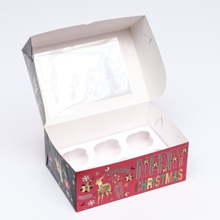 Packaging for 6 cupcakes with the window "Merry Christmas", 25 x 17 x 10 cm-4