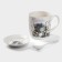 Ceramic mug with a spoon on the Lavender stand, 330 ml, Mix drawing