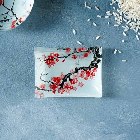 A set for sushi from glass “Pagoda”, 3 objects: saucepan 8 × 2 cm, 8 × 6 cm, stand 25 × 15 × 2 cm-9