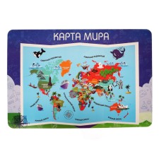 Накладка на стол пластиковая А2 (640 х 430 мм) 400 мкм, обучающая, НПД-3 "Карта Мира"