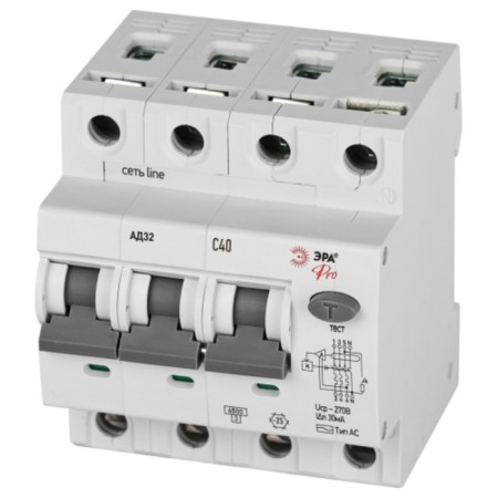 Aircraft circuit breaker 4.5ka ERA PRO D32E4C40P32 AD-32 Electronic 3P+N C40 30a type AC Protection 230V