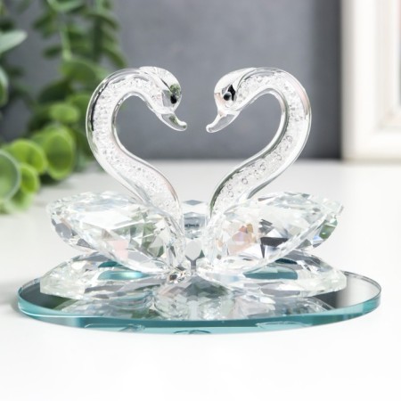 Souvenir Glass "Swans with Strose" beads 11x7x7 cm-3