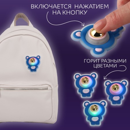 Silicone patch "Bear", luminous, 5 × 4 cm, blue color-1
