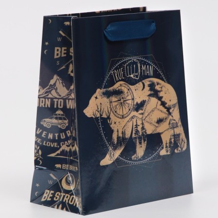 Gift Packet Laminated, packaging, “Real Man”, Rainbow Hologography, S 12 x 15 x 5.5 cm-1