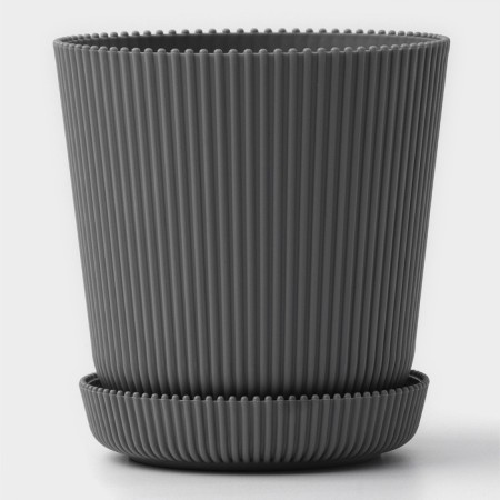 Pot for flowers with a pallet, 12 × 11.5 cm, gray color-1