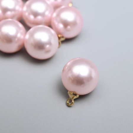 Decor for creativity plastic "Pink ball with loop" set 10 pcs 1.2x1.2x1.2 cm