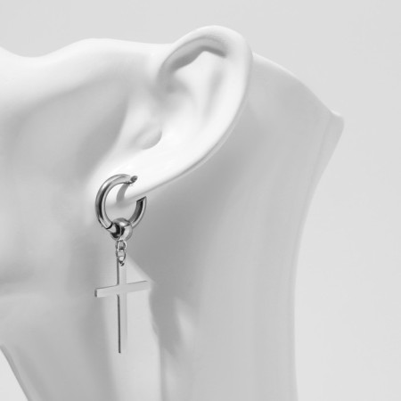 Piercing in the ear "Cross", d = 11 mm, color silver-3