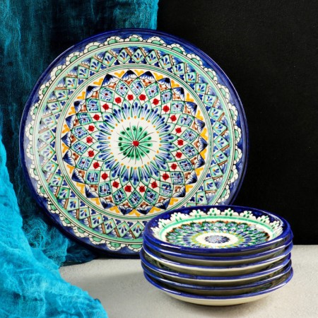 Set for pancakes Rishtan, 7 items: plate 25cm, 6 plates 15cm