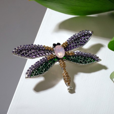 Brooch "Dragonfly", colored in black silver-2