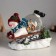 Souvenir polystone water ball Music, light "Snowman on the sled" d = 10 cm 22x14x17.5 cm