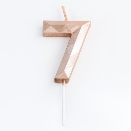 Candle in the cake on the skewer "polyhedron", number 7, 7 cm, champagne-2