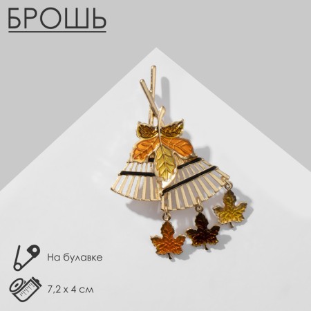 Brooch "Leaves" on a broomstick, colored in gold