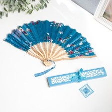 Fan bamboo, textile h = 21 cm bend, with a brush 