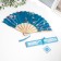 Fan bamboo, textile h = 21 cm bend, with a brush "flowers" in a box, blue