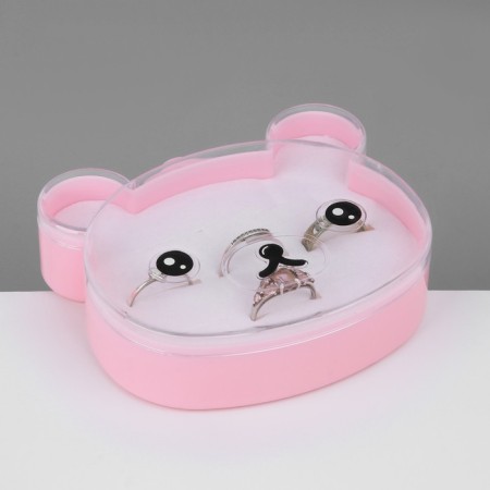Organizer for jewelry "Casket Bear" 8 seats, plastic, 10.5 × 10 × 3 cm, pink color-2