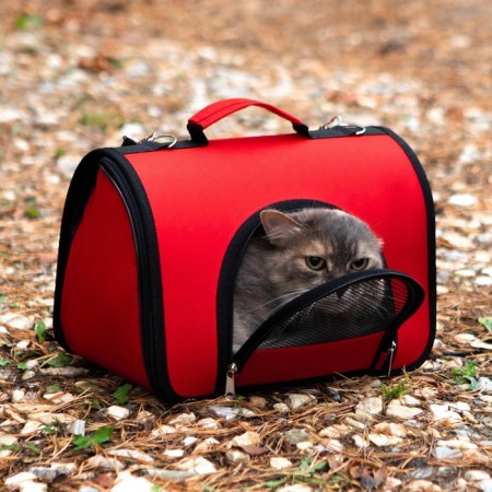 Bag - Animal carrying, 2 entrance, 31 x 20.5 x 23 cm, red-2