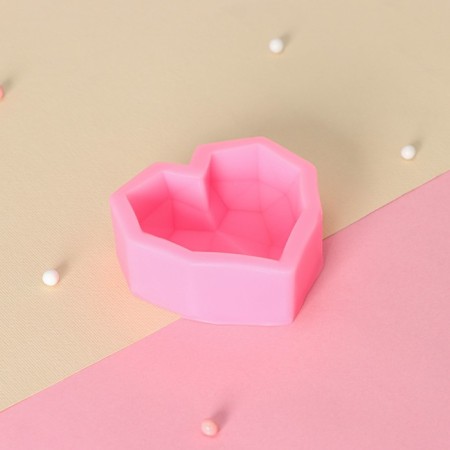 Mold Dolyana "Heart", silicone, 7.5 × 7.5 × 2.5 cm, pink color-1