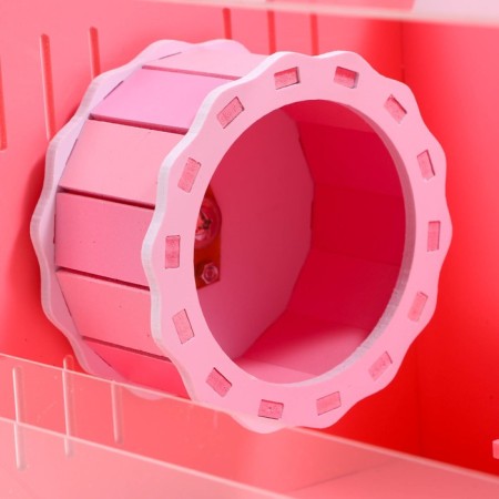 Rodent cage, acrylic, pink, 29 x 23.5 x 26 cm-5