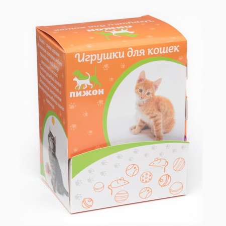 A toy for cats "Small Mouse" with feathers, 5 cm, packing 50 pcs-7