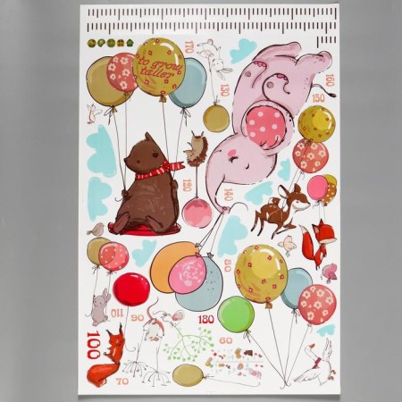Plastic sticker interior rooster "Bill with balloons" 60x90 cm-1