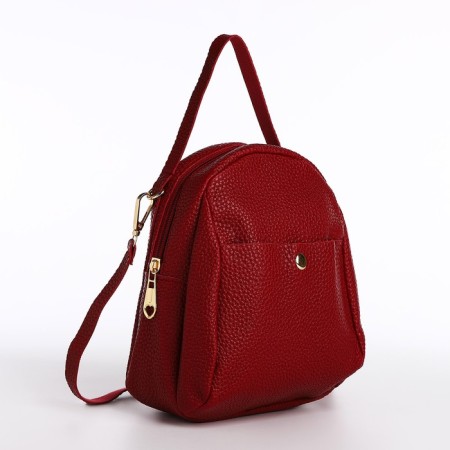 Women's backpack of artificial leather with lightning, 1 pocket, red color