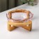 Glass salad bowl on the stand “Iride. Pink "1.1 l, 23 × 20 × 10.5 cm