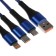 Cable 3 in 1, microUSB/type -C/Lightning - USB, 3 A, 1.25 meters, blue