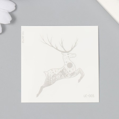 Tattoo on the body blue waterproof "mountain deer" 6x6 cm