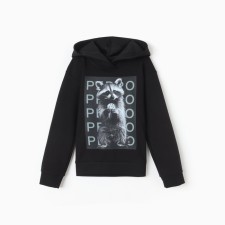Children's hoodie Minaku: Exclusive Print, Black color, height 128 cm
