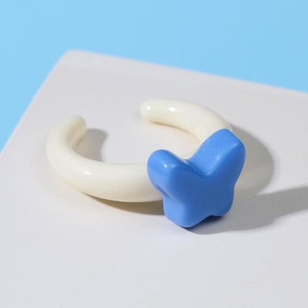 Ring "Spring" butterfly, white-blue color, dimensionless
