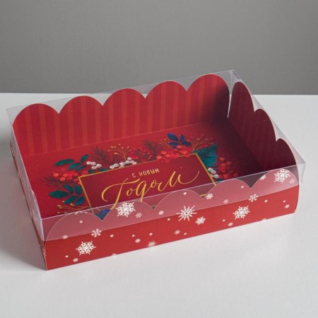 Gift box with PVC Happy New Year cover, 20 x 30 x 8 cm, New Year-1