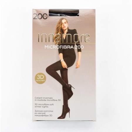 Women's tights Innamore Microfibra 200 Den, XL, XXL Black Color (Nero), size 5-1