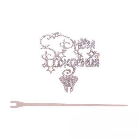Topper for a cake wooden "Happy birthday", silver color-2