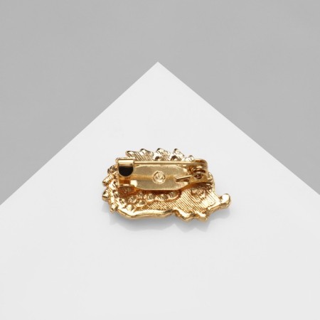 Brooch "Hedgehog" happy, green-ligamous rhinestones, white-pink color in gold-1