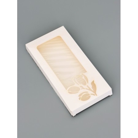 Gift box for tiles of chocolate, with a cut window, "tulips", 17.1 x 8 x 1.4 cm