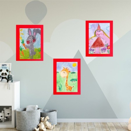 Paspartt frame size 35 × 26 cm, transparent sheet, adhesive tape, red color-4