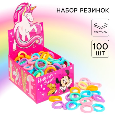 Hair elastic band, 100 pieces, Minnie Mouse and Unicorn