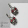 Earrings "Bird" Filin on a branch, red color in black silver